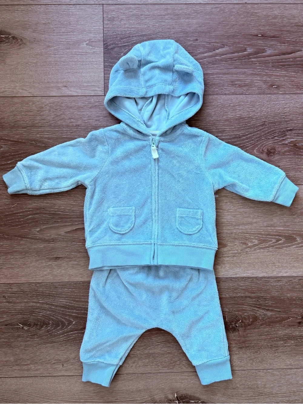Carter's Light Blue Zip-Up Sweater set 0-3 months
